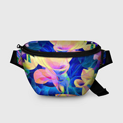 Поясная сумка Цветочный красочный паттерн, цвет: 3D-принт