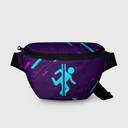 Поясная сумка Символ Portal в неоновых цветах на темном фоне, цвет: 3D-принт