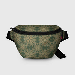 Поясная сумка Зелено-золотой фрактальный узор, цвет: 3D-принт