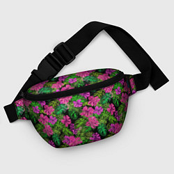 Поясная сумка Тропические листья и цветы на черном фоне, цвет: 3D-принт — фото 2