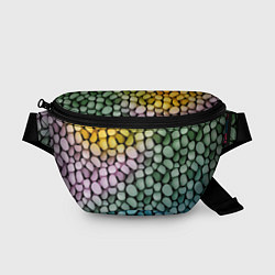 Поясная сумка Морские розовые голубые желтые камешки, цвет: 3D-принт