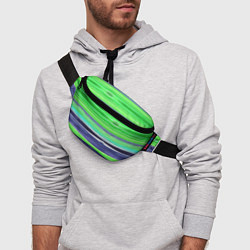 Поясная сумка Сине-зеленые абстрактные полосы, цвет: 3D-принт — фото 2