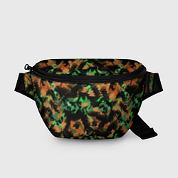 Поясная сумка Зелено-оранжевый осенний абстрактный узор, цвет: 3D-принт