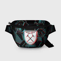 Поясная сумка West Ham FC в стиле Glitch на темном фоне, цвет: 3D-принт