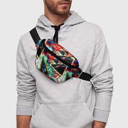 Поясная сумка Яркий абстрактный узор с неоновыми штрихами, цвет: 3D-принт — фото 2