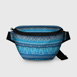 Поясная сумка Узор в стиле бохо на синем фоне, цвет: 3D-принт