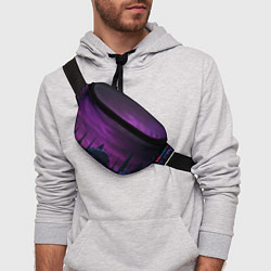 Поясная сумка Ночное сияние в тёмном лесу - Фиолетовый, цвет: 3D-принт — фото 2