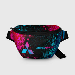 Поясная сумка Mitsubishi - neon gradient: надпись и символ, цвет: 3D-принт