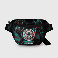 Поясная сумка Leicester City FC в стиле glitch на темном фоне, цвет: 3D-принт