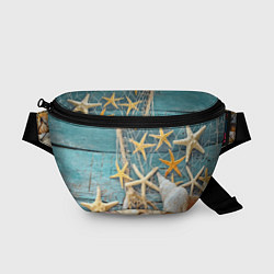 Поясная сумка Натюрморт из сети, морских звёзд и ракушек - лето, цвет: 3D-принт