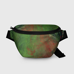 Поясная сумка Зелёные и красные волны красок, цвет: 3D-принт