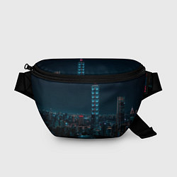 Поясная сумка Ночной неоновый город, цвет: 3D-принт