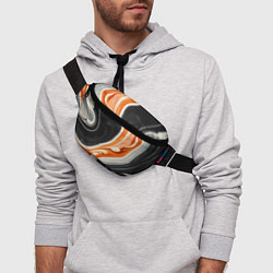 Поясная сумка Оранжевые разводы краски, цвет: 3D-принт — фото 2