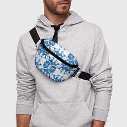 Поясная сумка Гжель синие цветы, цвет: 3D-принт — фото 2