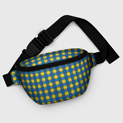 Поясная сумка Желтый с синим клетчатый модный узор, цвет: 3D-принт — фото 2