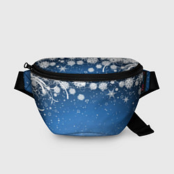 Поясная сумка Снежный узор на синем фоне, цвет: 3D-принт