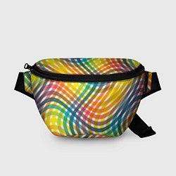 Поясная сумка Геометрический узор яркие полосатые волны, цвет: 3D-принт