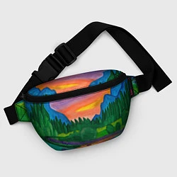 Поясная сумка Закат на реке, цвет: 3D-принт — фото 2