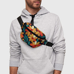 Поясная сумка Цветы в стиле вышивки, цвет: 3D-принт — фото 2