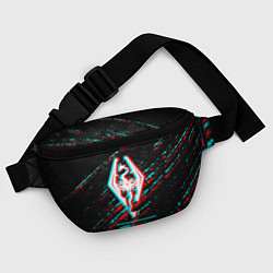 Поясная сумка Skyrim в стиле glitch и баги графики на темном фон, цвет: 3D-принт — фото 2