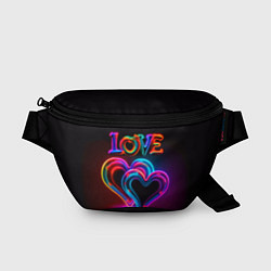 Поясная сумка Love - неоновые сердца, цвет: 3D-принт