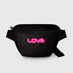 Поясная сумка Love - неоновая надпись, цвет: 3D-принт