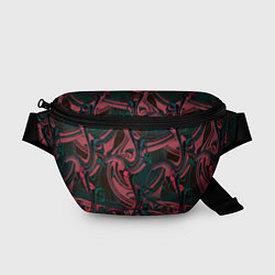Поясная сумка Красно -зеленый темный абстрактный узор с разводам, цвет: 3D-принт