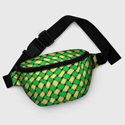 Поясная сумка Жёлто-зелёная плетёнка - оптическая иллюзия, цвет: 3D-принт — фото 2