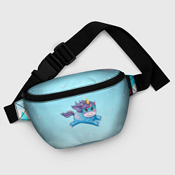 Поясная сумка Синий единорог в прыжке, цвет: 3D-принт — фото 2