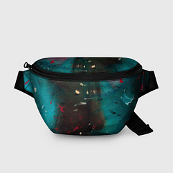 Поясная сумка Абстрактные тьма, светло-синий туман и мазки красо, цвет: 3D-принт