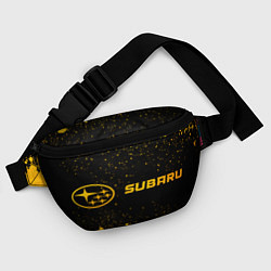 Поясная сумка Subaru - gold gradient: надпись и символ, цвет: 3D-принт — фото 2