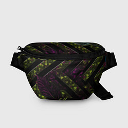 Поясная сумка Темные фиолетовые и зеленые вставки, цвет: 3D-принт