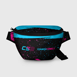 Поясная сумка Counter Strike 2 - neon gradient: надпись и символ, цвет: 3D-принт