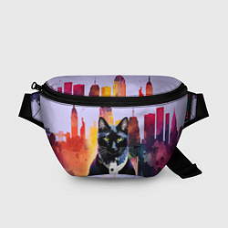 Поясная сумка Чёрный котяра в Нью-Йорке, цвет: 3D-принт