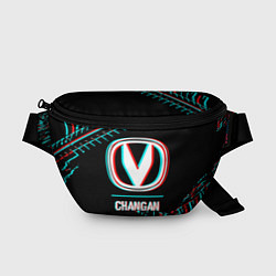 Поясная сумка Значок Changan в стиле glitch на темном фоне, цвет: 3D-принт