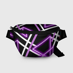 Поясная сумка Фиолетовые полоски с неоном, цвет: 3D-принт
