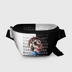 Поясная сумка Танджиро Комадо - иероглифы - клинок, цвет: 3D-принт