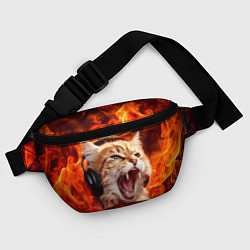 Поясная сумка Кот пламенный меломан, цвет: 3D-принт — фото 2