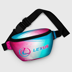 Поясная сумка Lexus neon gradient style: надпись и символ, цвет: 3D-принт — фото 2