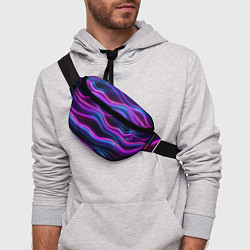 Поясная сумка Фиолетовые неоновые волны, цвет: 3D-принт — фото 2