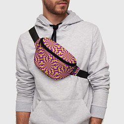 Поясная сумка Желто-фиолетовая иллюзия вращения, цвет: 3D-принт — фото 2