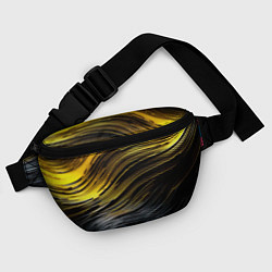 Поясная сумка Золотистые волны на черном, цвет: 3D-принт — фото 2
