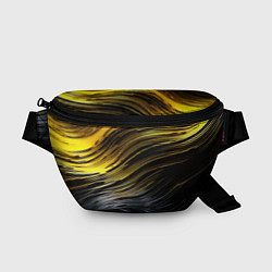 Поясная сумка Золотистые волны на черном, цвет: 3D-принт
