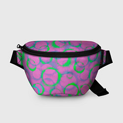 Поясная сумка Тай дай розовый с зеленым, цвет: 3D-принт