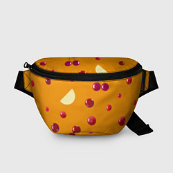 Поясная сумка Ягоды и лимон, оранжевый фон, цвет: 3D-принт