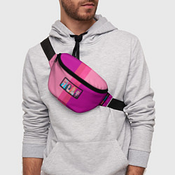 Поясная сумка Группа Black pink на фоне оттенков розового, цвет: 3D-принт — фото 2