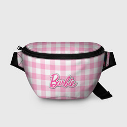 Поясная сумка Барби лого розовая клетка, цвет: 3D-принт