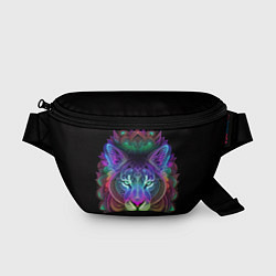 Поясная сумка Разноцветный неоновый лев, цвет: 3D-принт