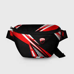 Поясная сумка Ducati- красные абстрактные фигуры, цвет: 3D-принт