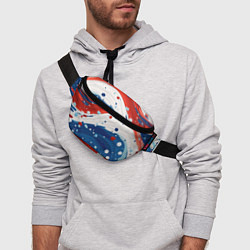 Поясная сумка Брызги красок в цветах флага РФ, цвет: 3D-принт — фото 2